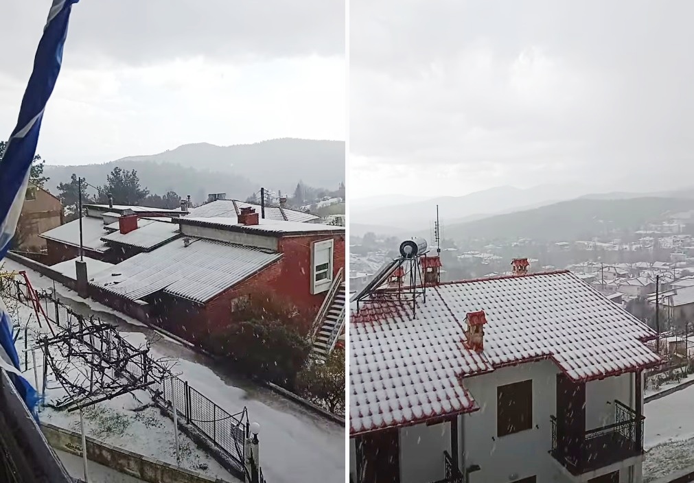 Λευκές στέγες στον Πολύγυρο από το χαλάζι