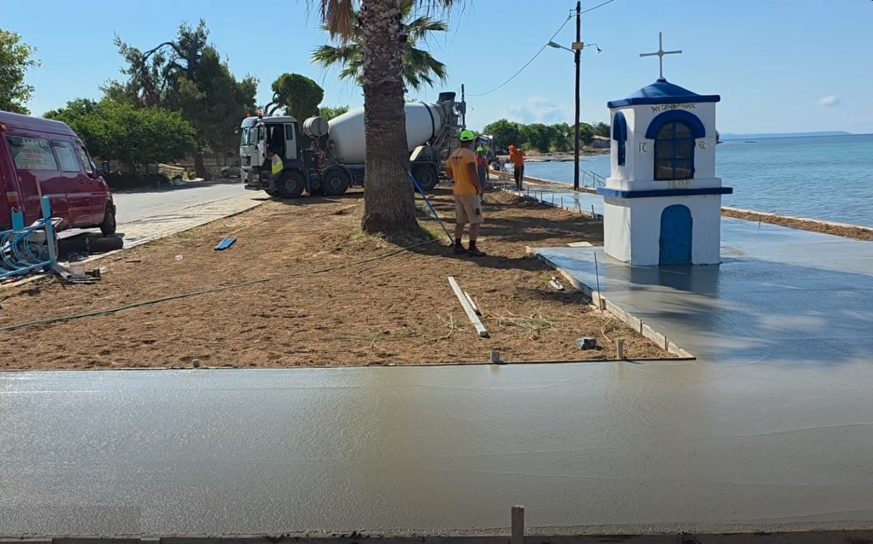 Εικόνα από τις εργασίες ανάπλασης στη Μαγαζάρα Νέας Τρίγλιας