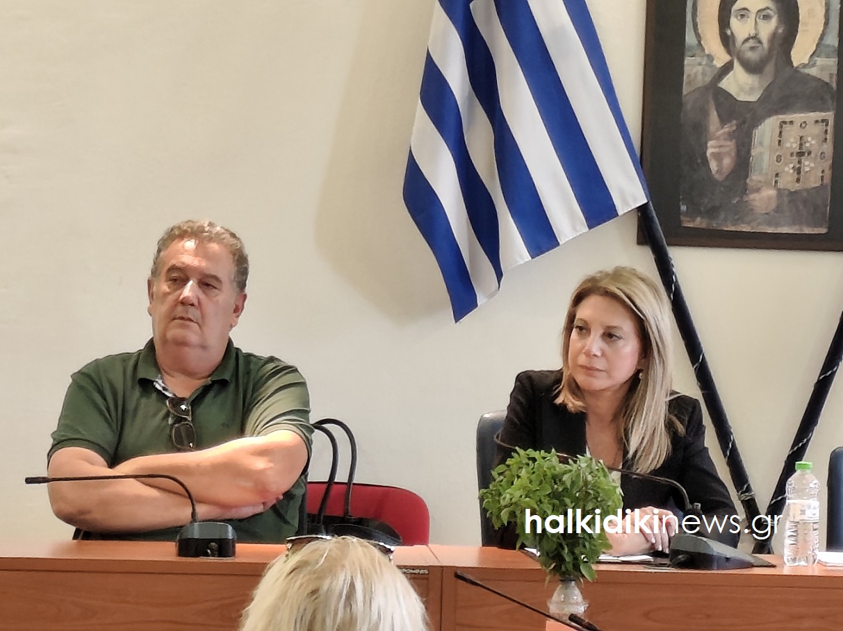 Η Μαρία Καρυστιανού με παραγωγικούς φορείς στον Πολύγυρο Η Μαρία Καρυστιανού με παραγωγικούς φορείς στον Πολύγυρο